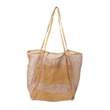 Ujeavette Beach Bag Women Stylish Casual Storage Mesh Beach Tote For Gym Travel Summer Khaki
