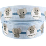 Midi Ribbon Blue Elephant Ribbon 7/8 x 30 Ft Grosgrain Polyester Ribbon, Baby Shower, Wedding, Animal Print
