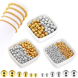 1200Pcs Smooth Round Beads Gold Spacer Loose Ball Beads for Bracelet Making Craft (4mm,6mm,8mm, Silver & Gold)