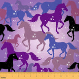 Feelyou Galaxy Horse Fabric by The Yard, Dreamy Horses Universe Stars Upholstery Fabric for Chairs, Horse Lover Outer Space Deco