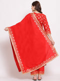 Gosriki Women'S Cotton Blend Kurta With Palazzo & Dupatta (Kpzd-Cot-10001-Red_L-Go_Red_Large),Red,,B09LS685Q1