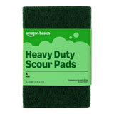 Amazon Basics Heavy Duty Scour Pads, Dish Scrubber for Kitchen + Outdoor, 4 Count, Pack of 1