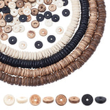 AHANDMAKER 496Pcs/4 Strands Coconut Shell Beads, 10mm Flat Round Coconut Spacer Beads Coin Disc Loose Charm Beads Beach Theme Be