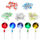 100 Pcs Led Diodes, YIWANSON Mini 3mm Clear Light Emitting Diode Assortment Micro Red Green Blue Yellow White Lamp Electronic Pr