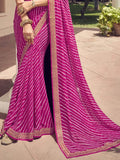 Satrani Womens Knit Pure Georgette Saree (2770S431N_Pink3)