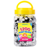 Pony Beads 1200 pcs Multi-Colored Plastic Beads Bulk for Bracelet Making,Hair Braiding DIY Crafts Kandi Jewelry Key Chains and O