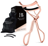 Brilliant Beauty Eyelash Curler with Satin Bag & Refill Pads - Award Winning - No Pinching, Just Dramatically Curled Eyelashes f