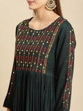 Rangita Green Rayon Calf Length Embroidered Anarkali Kurti For Women | Kurta For Women_S Green S 621682467938Gg