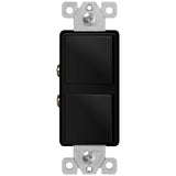 ENERLITES Double Paddle Rocker Combination Decorator Switch, Ground Terminal, Copper Wires Only, Single Pole or 3Way, Residenti