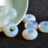 Asingeloo Gorgeous White Opal Gemstone Beads Large Hole (5-6mm) Polished Rondelle European Stone Beads for Charm Bracelets,Jewel