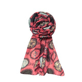 Fahabo Scarf Woman Floral Print Mal Mal Cotton Scarves | Hijab Scarf | Headscarf | Neck Scarf | Stoles | Wraps (Carrot Pink)