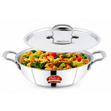 Classic Steels Triply Stainless Steel Kadai with Lid (30cm, 4.5L) 2.5 mm Thick | Triply Kadai with Heavy Bottom | Induction & Ga