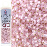 Miyuki Delica Beads, Silver Lined Light Pink Alabaster (Opal) Dyed