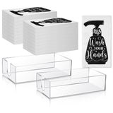 Outus 202 Pieces Disposable Hand Towels and Acrylic Napkin Holder, Bathroom Etiquette Guest Napkins Bathroom Rules for Bathroom