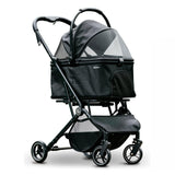 Pawccoli 4 Wheels Pet Stroller, Dog Stroller for Small/Medium Dogs and Cats up to 33 lbs, One-Click Fold & Draggable, Removable