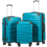 Coolife Luggage Expandable(only 28) Suitcase 3 Piece Set with TSA Lock Spinner 20in24in28in (lake blue)