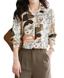 Toplot Shirt For Women || Shirt Tops For Women (Dott-Shirt-5110-Geo-L),Brown,,B0DYNVRFML