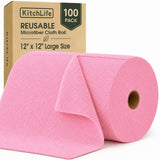 Microfiber Cleaning Cloth Roll, 100 Pack 12 x 12 Inch Tear Away Reusable Paper Towels, Thick Cleaning Towels, Absorbent Lint Fre