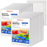 Stretched Canvas for Painting - 8x10 Inch/20 Canvas Value Pack - Triple Primer Acid Free 100% Cotton Blank Canvas for Painting S