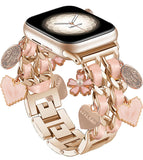 Bracelet Band with Cute Charm Compatible for Apple Watch 38mm 40mm 41mm 42mm (S10) Women, Cuban Chain Strap for iWatch Series 10