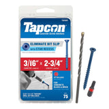 Tapcon 28365 3/16x2-3/4 Blue Star Drive Bugle Head Concrete Anchors 75/Box