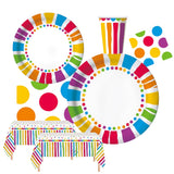 Serves 30 Rainbow Party Pack 30 cups 9 oz 30 Dessert Plates 7 30 Dinner Plates 9 30 Napkins Serves 30