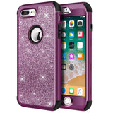 Hython Defender Protective Bling Glitter Sparkle Hard Shell Hybrid Shockproof Rubber Bumper Cover for iPhone 7 Plus and 8 Plus,