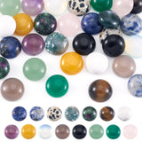 Fashewelry 30pcs Mixed Natural Gemstone Cabochons 12mm Flat Round Crystal Stone Cab Covers Chakra Healing Stone Beads for Earrin