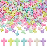 SUNNYCLUE 300Pcs Cross Beads Bulk Colorful Acrylic Mini Small Macaron Color Pocket Quilt Crosses Tiny Plastic Easter Crucifix Lo