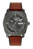 Fossil Men's Machine Quartz Stainless Steel and Leather Three-Hand Watch, Color: Smoke, Amber (Model: FS5900)