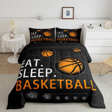 Feelyou Twin Size Basketball Comforter Set Boys Girls Animation Style Bedding Set for Kids Women Men Ultra Soft Black Comforter