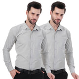 Xjarvis Austin Men'S Cotton Blend Shirt |Slim Fit Formal Shirt With Pocket |Plain | Long Sleeve Spread Collar | Casual Wear Regular Fit Shirt Pack Of 2 (Slate Grey L),Slate Grey Pack of 2,,B0F5B27H14
