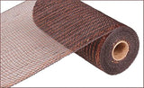 Deco Poly Metallic Mesh Ribbon, 10 inch X 30 feet Chocolate Brown with Copper Foil