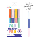 Ooly Fab Fountain Pen Pack of 4 Black Ink Pens, Includes 4 Black Fountain Pens that Use Refillable Ink Cartridges, Fine Fountain