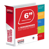 3 Ring Binders, 6 Inch D Ring Heavy Duty Large Binder with Pockets for 8.5 x 11 Sheet Size, Durable NonStick Customizable Cle