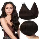 Full Shine Tape in Hair Extensions Human Hair 14Inch Brown Hair Extensions Color 2 Darkest Brown Tape in Extensions Natural Stra