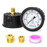 MEANLIN MEASURE 0~300Psi Stainless Steel 1/4 NPT 2.5 FACE DIAL,Liquid Filled Pressure Gauge, Center Back Mount (with Rubber Prot