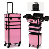 CHUANGJIN Particle Rolling Makeup Train Case Professional Cosmetic Trolley Large Storage Organizer with Key Swivel Wheels Salon