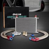 G-PLUS Universal 25 Row Silver Engine Transmission Oil Cooler Kit Compatible with BMW 3 SERIES 335I E90 E92 N54 Aluminum