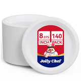 JOLLY CHEF 8.37 inch Disposable Paper Plates 140 Count, White Paper Plate Bulk, Heavy Duty Paper Plates for Everyday Use
