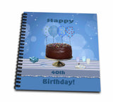 3dRose db_123926_1 40Th Birthday Party with Chocolate Cake and Blue Balloons Drawing Book, 8 by 8Inch