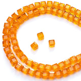 Chengmu 4mm Cube Glass Beads for Jewelry Making, Faceted Square Crytal Spacer Beads for Bracelet Necklace Earring, Orange 450pcs