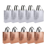 Alpha Wing Matt Metallic Laminated NonWoven Reusable Party Return Gift Bags, Pink (GOLD SILVER AND ROSEGOLD (15X12X4) (SILVER &