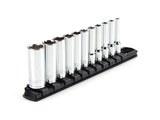 TEKTON 1/4 Inch Drive Deep 6-Point Socket Set with Rail, 11-Piece (5/32-9/16 in.) | SHD90105