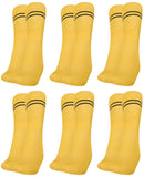 Mukhaksh (Pack Of 6 Pairs Boys Kids Yellow Socks With Sky Blue Stripes Border Lining, Yellow With Sky Blue Stripes Calf Length L