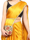 Shopaz WomenS Ready To Wear Satin Silk One Minute Designer Saree With Unstiched Blouse And Waist Belt (Yellow)