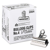 Bulldog Clips, Steel, 1 Capacity, 3w, NickelPlated, 12 per Box