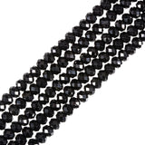 Black Tourmaline 6mm Gemstone Faceted Rondelle Loose Beads DIY Jewelry Making Beads 16 Inch