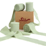 Pretty Jolly Green Chiffon Ribbon for Gift Wrapping 4 Rolls 1 1/2 Inch x 5Yd Silk Ribbons Handmade Fringe Fabric Ribbon for Flow