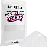 LEOBRO White Glitter, 100 g / 3.5 oz Holographic Fine Glitter for Crafts, Resin, Flowers, DIY Jewelry Party Christmas Decoration